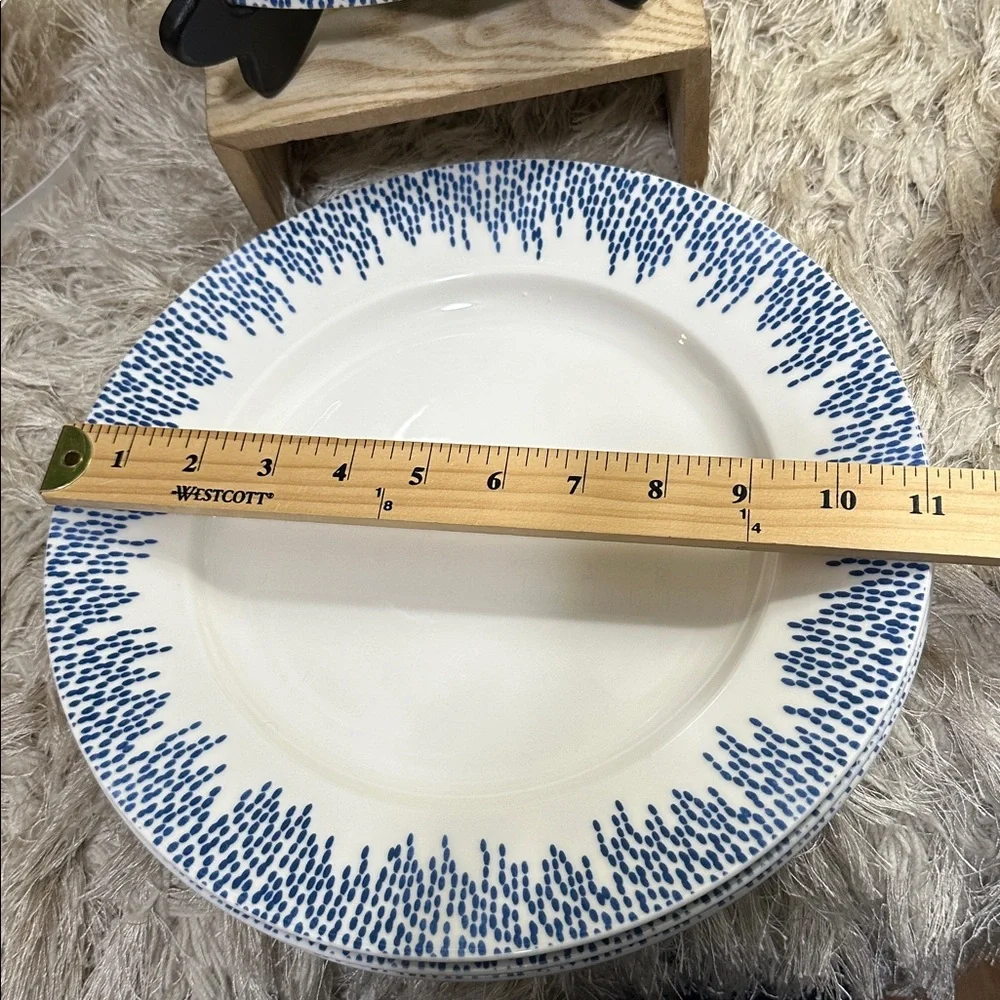 Martha Stewart For Macy's Stockholm Blue &‎ White Pattern Dinner Plates Set Of 4